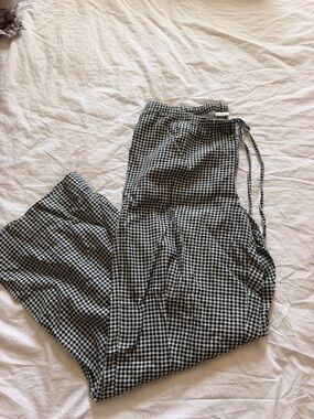 a new day Black & White Gingham Linen Pull-On Pants